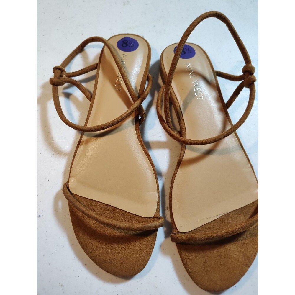 Nine West Women's Flat Sandals Size 8 And 1/2 Brown (1038)